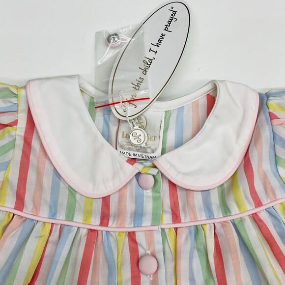 NWT Lullaby Set 12M Rainbow Stripe Breccan Dress - Picture 3 of 5